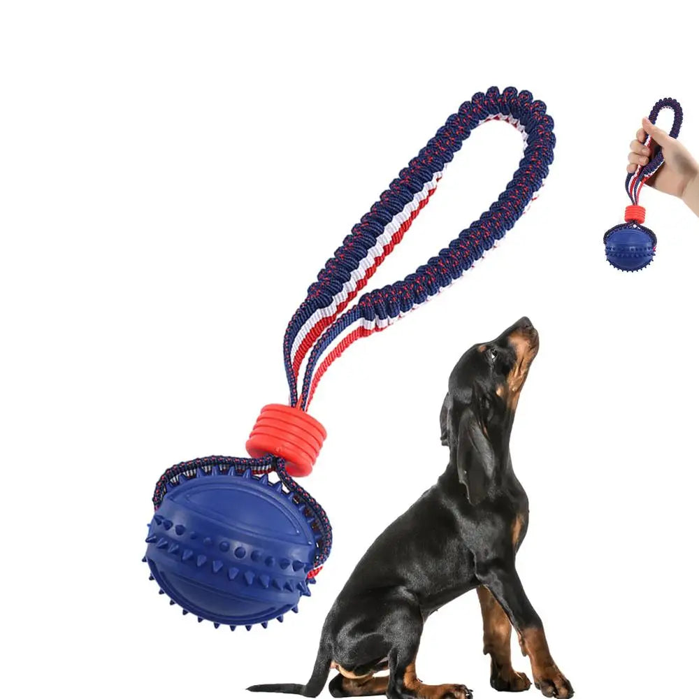 Durable Interactive Dog Chew Ball with Rope – Tough Teething Toy for Aggressive Chewers & Training Play