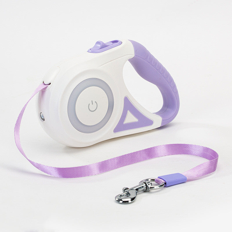 Retractable Dog Leash with LED Light – Safe Night Walking Leash for Small & Medium Dogs