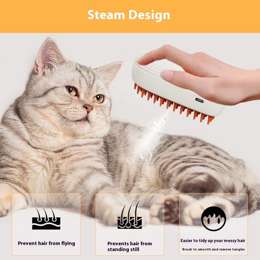 2-in-1 Pet Steam Grooming Brush – Self-Cleaning Deshedding Tool with Mist Spray for Dogs & Cats