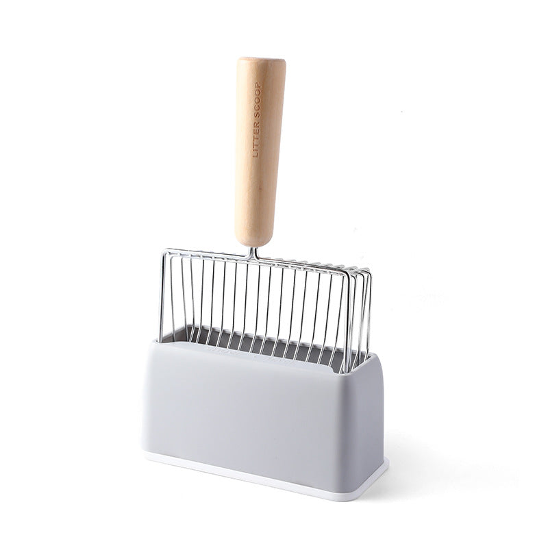 Heavy-Duty Metal Cat Litter Scoop – Durable Sifter with Wooden Handle