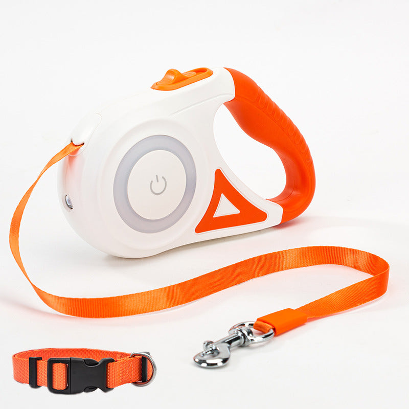Retractable Dog Leash with LED Light – Safe Night Walking Leash for Small & Medium Dogs