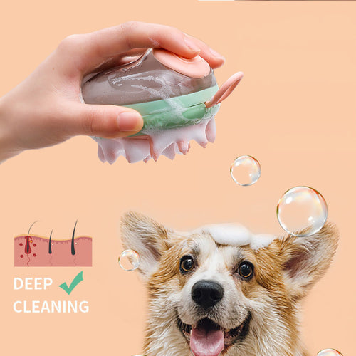 2-in-1 Pet Bath Brush with Soap Dispenser – Deep Clean & Gentle Massage Tool